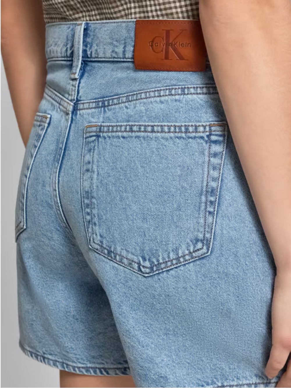 Calvin Klein Light Blue High-Rise A-Line Denim Shorts